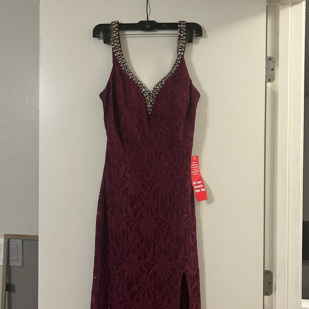 City Triangles Fuchsia Embellished Gown